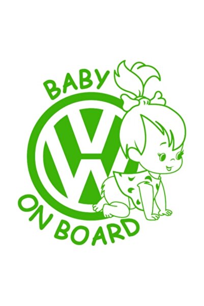 OEM Autocolant decorativ auto  "BEBE LA BORD ", Model VW, 10cm, Verde