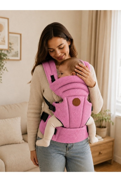 Pure Boutique Marsupiu Ergonomic Bebe Roz 4-12 kg, Port-Bebe Reglabil si Resp...