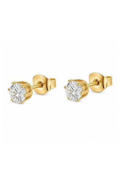 Bijuteria SORELLY Cercei placați cu aur de 14k cu piatră solitară de 5mm