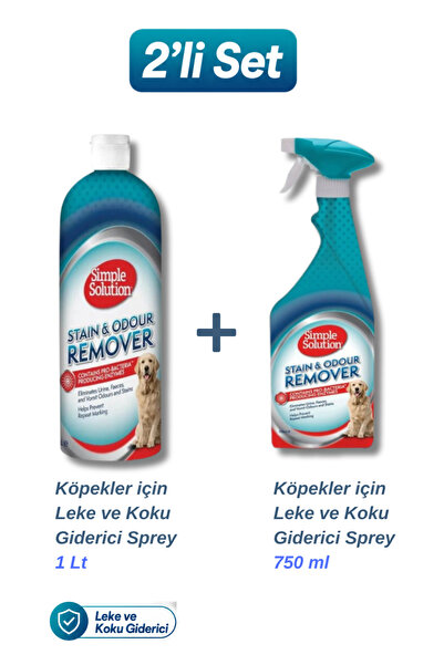 Simple Solution Köpekler İçin Leke ve Koku Giderici 1 Lt + 750 Ml 2’li Set