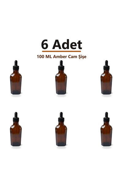 Bel Visu Beauty 100 ML Amber Cam Damlalıklı Boş Yağ ve Serum Şişesi 6 Adet