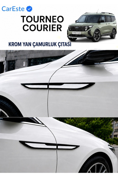 CarEste Tourneo Courier Krom Yan Çamurluk Çıtası 4 Parça ABS Parlak Siyah 202...