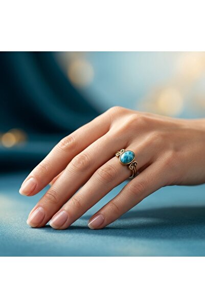Hedea Roman Column Real Natural Stone Adjustable Turquoise Bronze Women's Ring