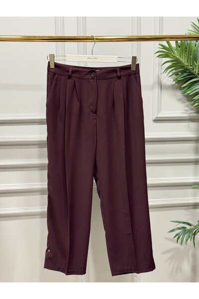 ALANURMODA 18297 front pleated pants burgundy