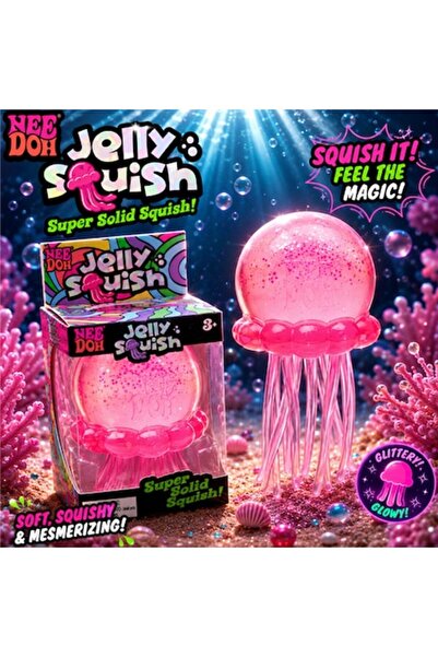 RenKris Jucărie senzorială anti-stres meduză squishy cu sclipici, tentacule e...