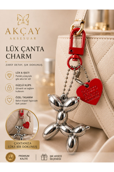 Akçay Aksesuar Balon Dog Model Hanging Keychain Charm Bag Accessory