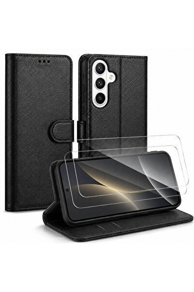 Kipcase Samsung Galaxy A37 Uyumlu Ekran Koruyuculu Kılıf Kapaklı Kartlıklı Cü...