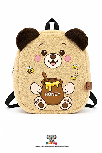 KidHug Children's Bag Bear Printed Beige Unisex Children's Bag Kindergarten -...