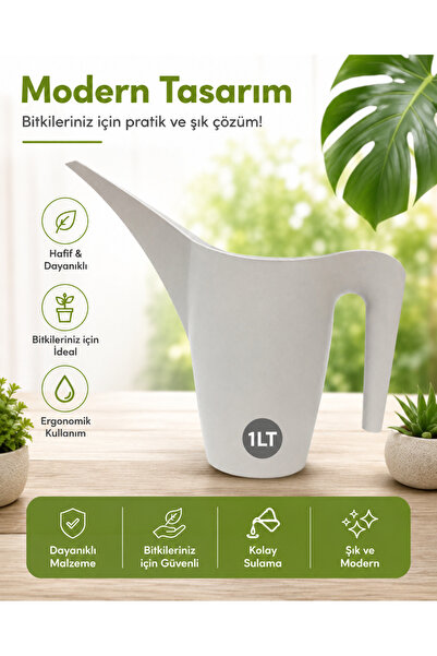 plant-home Flower Watering Can 1Lt Cream (Bone)