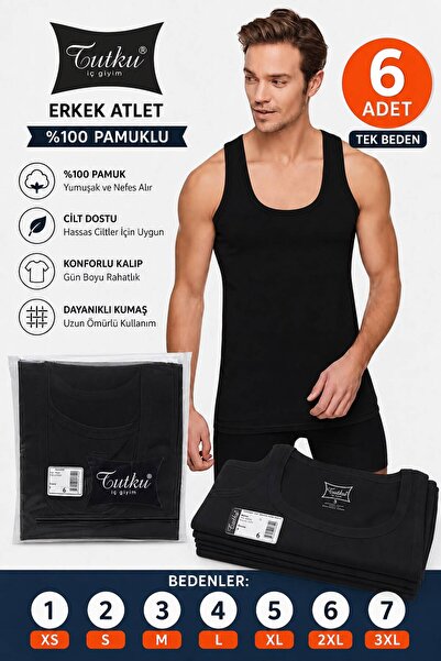 medineticaret 6-Piece Tutku Combed Cotton Men's Tank Tops