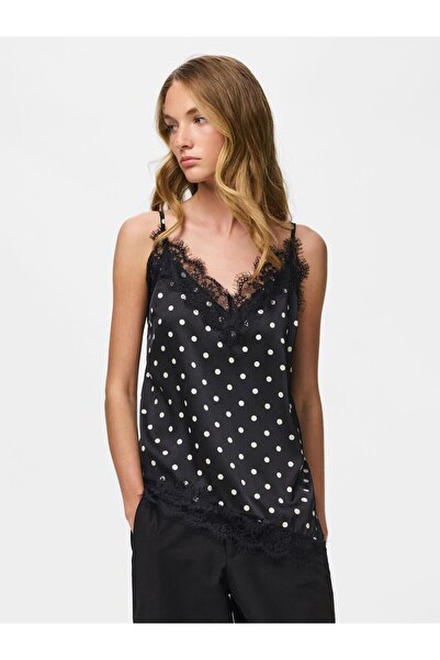 PIECES Trägertop PCNOMI SATIN POLKA-DOT SPITZEN