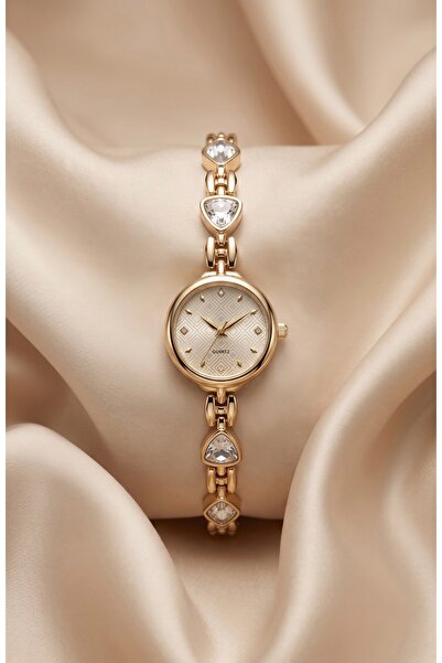 KLISHE Butik Women's Steel Watch Gold Color Premium Stone Vintage Old Money E...