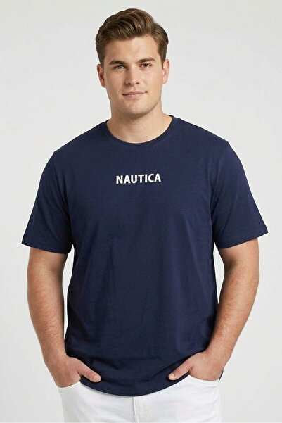 Nautica Men Crew Neck Short Sleeve Brand Logo T-Shirt, Navy