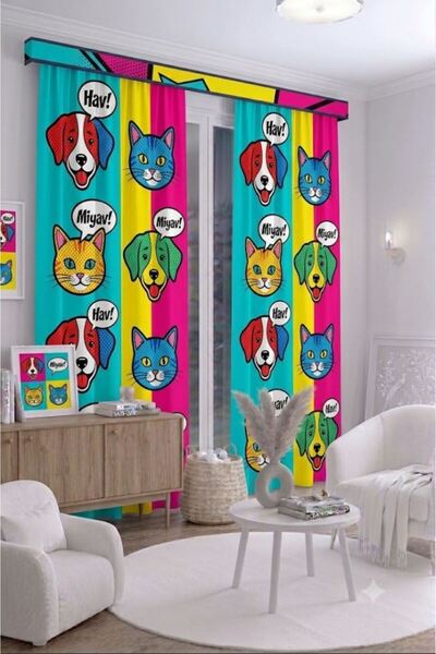EFSANE PET Baby Kids Room Background Curtain 100 X 250 cm 1 Wing Cute Pattern...