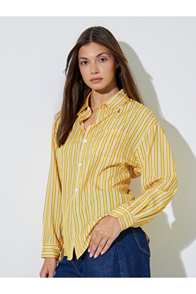 Styli Yellow Striped Long Sleeve Button-Up Shirt