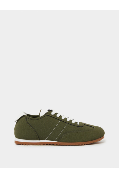 Styli Green Suede Look Lace-Up Sneakers