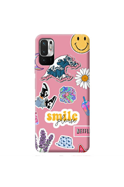 Other Xiaomi Redmi Note 10 Pro 5G Smile Moon Pink Colored Silicone TPU Θήκη