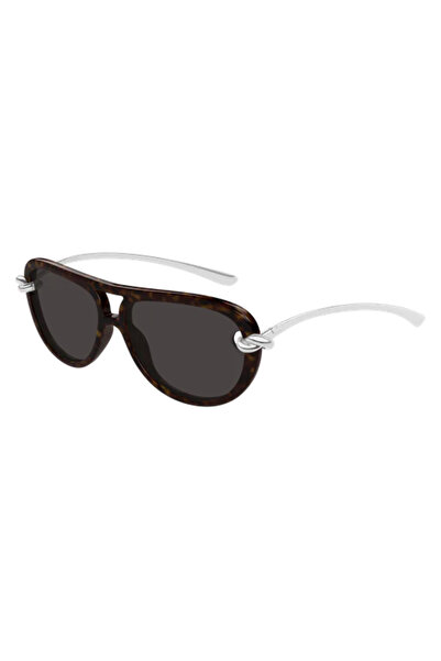 Bottega Veneta BV1418S 002 Knot Aviator Havana Gri Kadın Güneş Gözlüğü