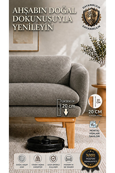 LEGORA WOOD DESIGN 20 cm Küt Ahşap Mobilya Ayağı Gürgen Koltuk Baza TV Ünites...