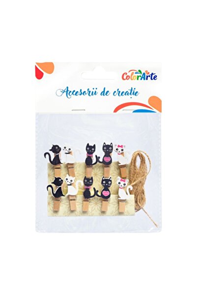 MC Micostore Accesorii creatie - lemn - carlig colorat pisici, 95x104mm, set ...
