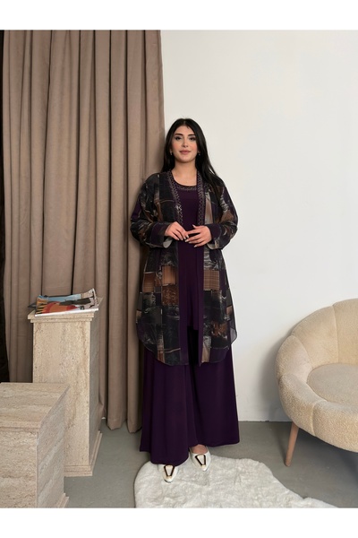 Miss Rosemoon Yeni Sezon Tesettür 3’lü Takım – Desenli,Taş detaylı, Tunik ve ...