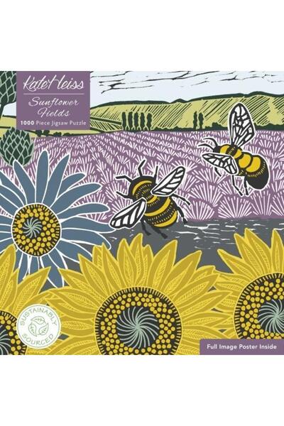 Flame Tree Puzzle jigsaw Kate Heiss Sunflower Fields, ilustratie artistica, p...