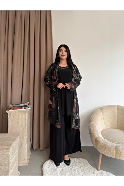 Missrosemoon Yeni Sezon Tesettür 3’lü Takım – Desenli,Taş detaylı, Tunik ve P...