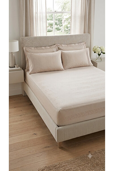 Çift Kişilik Lastikli Çarşaf Takım Cappucino Renk 160x200+35 cm Düz Çarşaf Nervürlü 2 Yastık Kılıflı %100 Pamuk