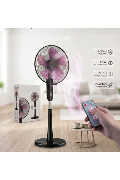 Geseus Uzaktan Kumandalı Sessiz Vantilatör - 45W %100 Bakır Motorlu 5 Kanatlı