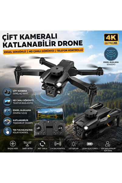 TRUST STORE Çift Kameralı Katlanabilir Drone Engel Sensörlü HD Canlı Görüntü ...