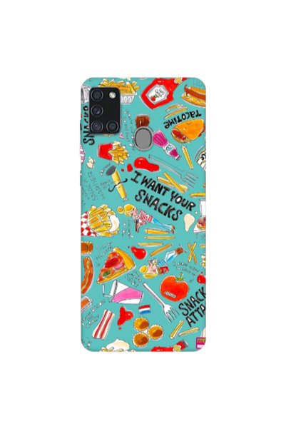 Other Samsung A21S Snack attack Turquoise Colored Silicone TPU Θήκη