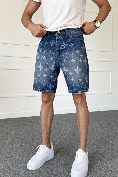 Alışveriş Sokağı Patterned Denim Jean Shorts Regular Fit