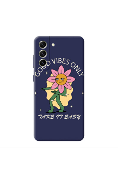 Other Samsung S21 FE Good Vibes Only Dark blue Colored Silicone TPU Θήκη