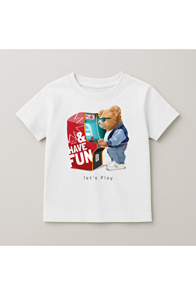 SVART WEAR Παιδικό και εφηβικό μπλουζάκι με στάμπα αρκουδάκι, βαμβακερό, με κ...