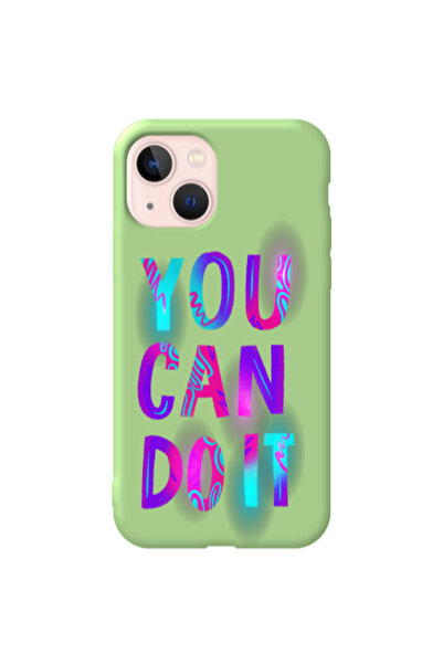 Other Apple iPhone 13 You Can Doit Light Green Colored Silicone TPU Θήκη