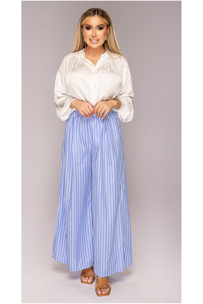 OEM Women's pants, blue with Striped, wide, with Stretchy waist, One Size