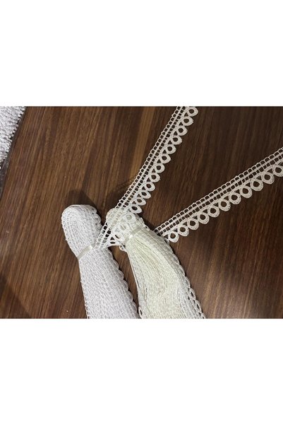 Butik 9 Metre Beyaz Güpür Bordür Dantel Çiçek Desenli Elbise Etek Kol Yaka Süsleme Şeridi