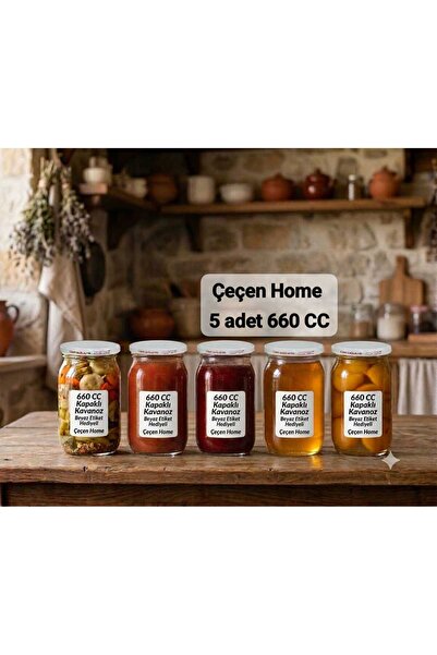 ÇEÇEN HOME 5-Piece 660 Cc Glass Jar Set with Lids - Multi-Purpose Canning Pan...