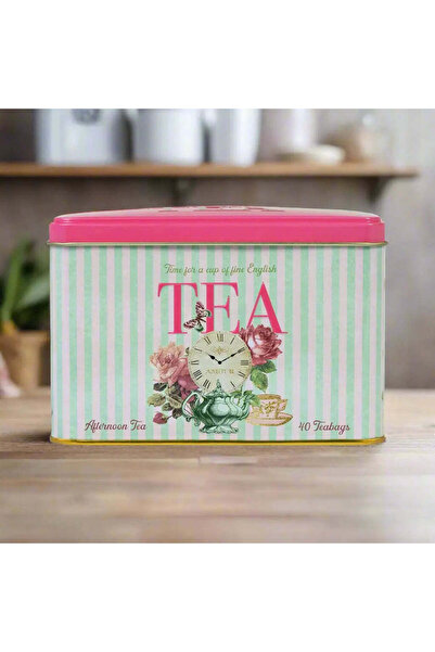 New English Teas Afternoon Tea Pembe Çizgili Vintage Floral Shabby Chic Çiçek...