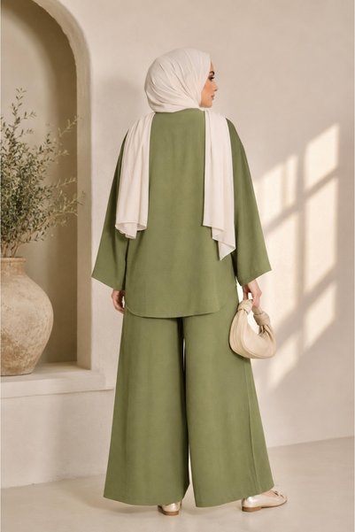 ASTEMİA Women's Kimono Comfortable Fit Summer Aerobin Hijab Set Sb0047