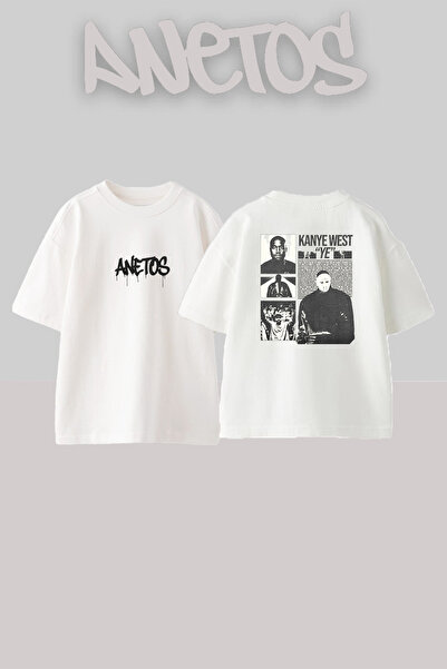 Anetos Kanye West_25 Design Printed Unisex Oversize White Tshirt