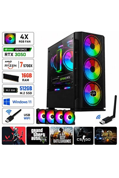 Apphirex Tech X97 Ryzen 7 5700X 16GB Ram 512GB M2 SSD RTX3050 GDDR6 Masaüstü ...