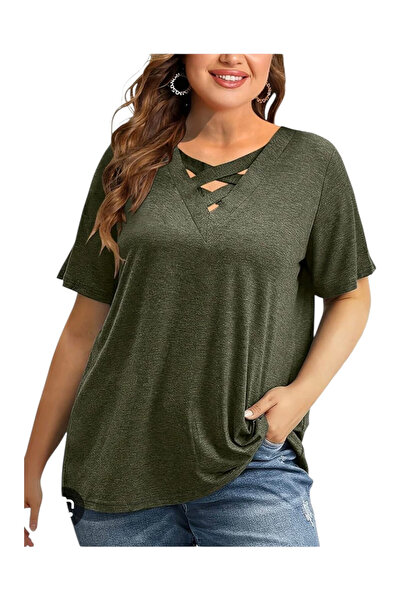 OEM Ttricou dama, casual, kaki, din lycra, XL
