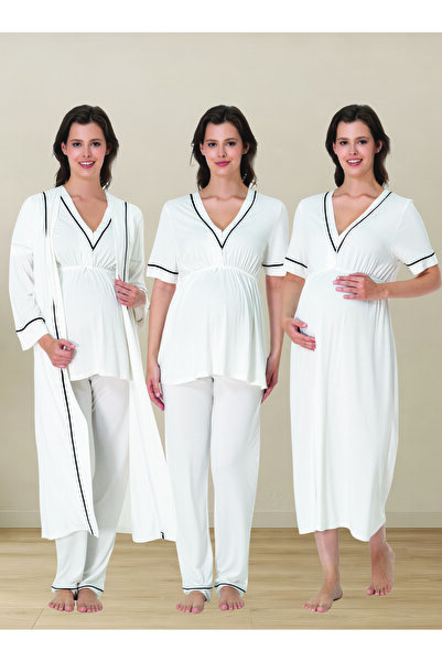 by İGP Pajama and Nightgown Set for Pregnant Women with Dressing Gown, Cotton...