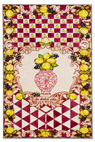 Rugs Modern Halı SDTAMOR Limon Desenli Modern Dokuma Taban Dekoratif Halı sdt...