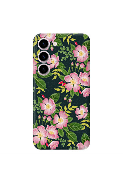 Other Samsung S23 Plus Pink flowers green laves Transparent Silicone TPU Θήκη