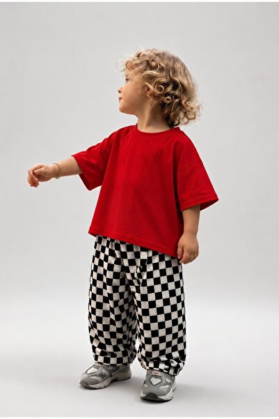 minimorakids Unisex Children's Checkered Patterned Cotton Woven Fabric Summer...