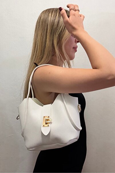 MAİSONRC Women's Gold Buckle Shoulder Bag Daily Use Stylish Mini Handbag