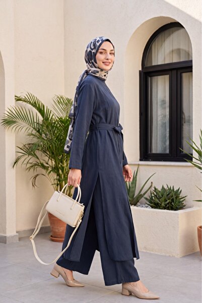 Modamorfo Tunic, Long Slit Pants, Pocketed Modal Set - Smoked