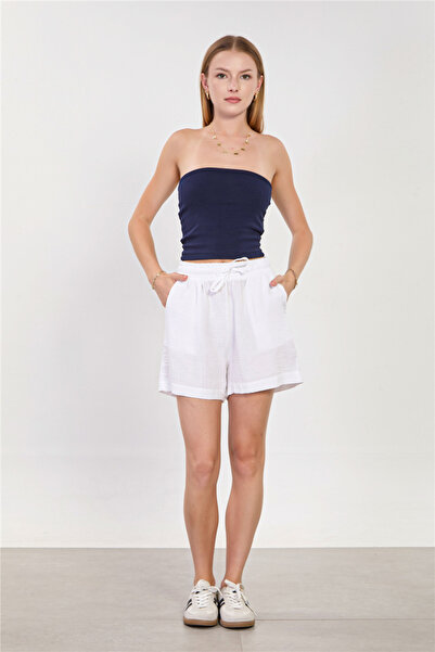 BARRELS AND OIL Women's Tie-Waist Cotton Shorts - White
